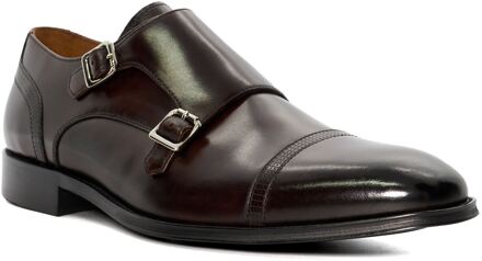 Dune London Dune Saloon Leren Bruine Dubbele Monk Schoenen voor Mannen - EU 47.5 / UK 12