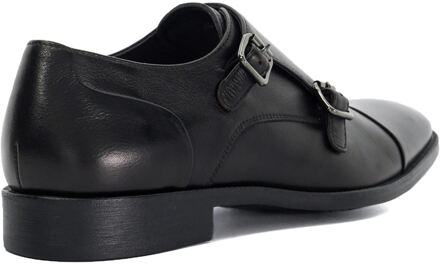 Dune London Dune Satchin Leren Heren Zwarte Dubbele Monk Schoenen