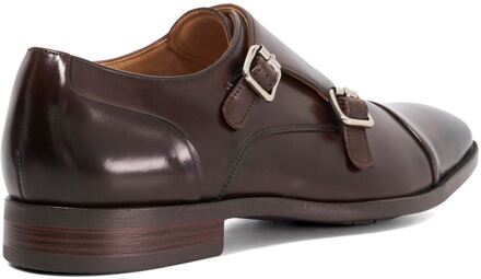 Dune London Dune Satchin Leren Herenschoenen In Donkerbruin Met Dubbele Gesp