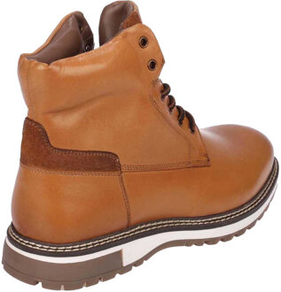 Dune London Heren Contor Leren Enkellaars met Platte Hak (Bruin/Bruin)