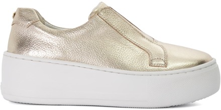 Dune London Women's Dune Ethoss Laceless Platform Trainers in Gold Goud