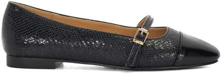 Dune London Women's Dune Hibiski Strap Ballet Pumps in Black Zwart
