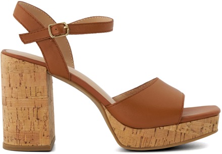 Dune London Women's Dune Jacuzzi Platform Block Heel Sandals in Tan Bruin - EU 42 / UK 8