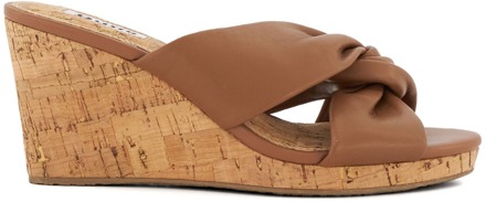 Dune London Women's Dune Kacee Twist Knot Wedge Mule Sandals in Tan Bruin - EU 42 / UK 8
