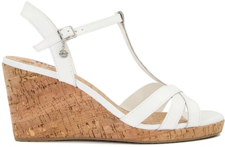 Dune London Women's Dune Keep T-Bar Wedge Sandals in White Wit - EU 42 / UK 8