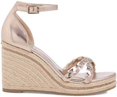 Dune London Women's Dune Khai Plait Detail Embellised Wedge Sandals in Rose Gold Roségoud - EU 42 / UK 8