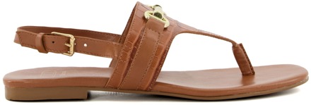 Dune London Women's Dune Langley Toe Post Snaffle Sandals in Tan Bruin