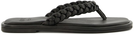 Dune London Women's Dune Loxx Plait Toe Post Sandals in Black Zwart
