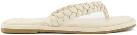 Dune London Women's Dune Loxx Plait Toe Post Sandals in Ecru Beige