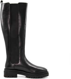 Dune London Women's Dune Tenley Elasticated Leather Knee-High Boots in Black - maat Zwart