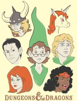 Dungeons & Dragons D&D Cartoon The Party Unisex T-Shirt - Wit Vintage Wash - XL - White Vintage Wash