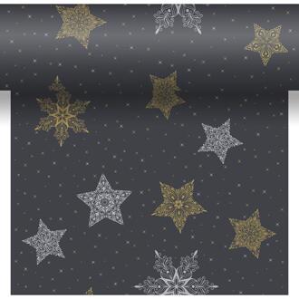 duni 3-in-1 Snowstars Black 40x480cm zwart