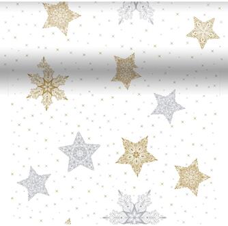 duni 3-in-1 Snowstars White 40x480cm wit