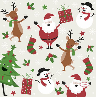 duni 40x stuks kerst thema tafel servetten 24 x 24 cm