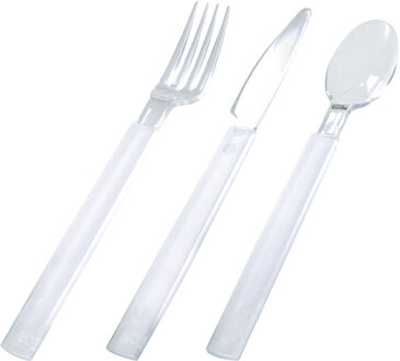 duni Bestekset - kunststof - 18-delig - 6 vorken - 6 lepels - 6 messen - transparant