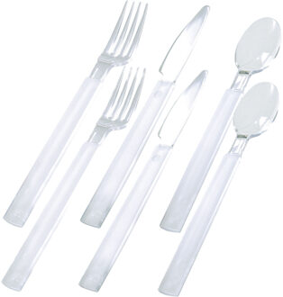duni Bestekset - kunststof - 54-delig - 18 vorken - 18 lepels - 18 messen - transparant