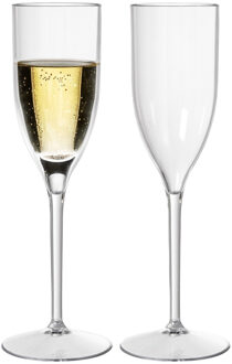 duni Champagneglas Elegance - 2x - onbreekbaar kunststof - 130 ml - vaatwasser bestendig