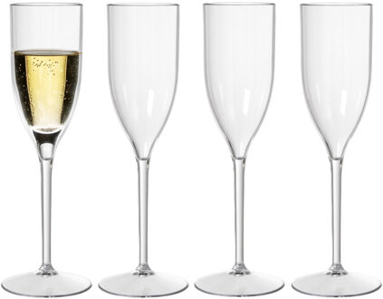 duni Champagneglas Elegance - 4x - onbreekbaar kunststof - 130 ml - vaatwasser bestendig