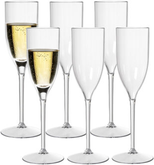 duni Champagneglas Elegance - 6x - onbreekbaar kunststof - 130 ml - vaatwasser bestendig