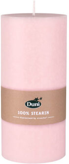 duni cilinderkaarsen/stompkaarsen - roze - 15 x 7 cm - 50 branduren - geurloze kaarsen