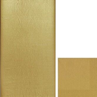 duni Gouden tafeldecoratie set tafelkleed/servetten Goudkleurig