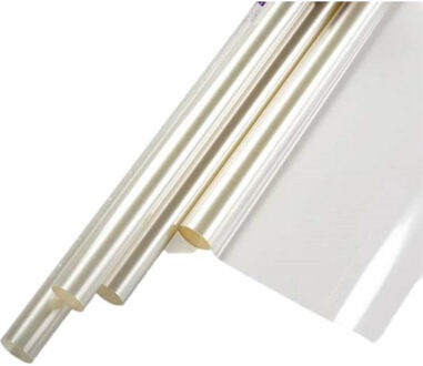 duni Inpakpapier/cadeaupapier - 2x - transparant folie - rollen - 400 x 70 cm - bloemen plastic