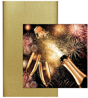duni Kerst tafelkleed - tafellaken - goud kleur - inclusief kerst/oud en nieuw servetten