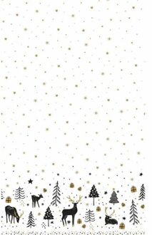 duni kerst tafellaken/tafelkleed - 138 x 220 cm -papier -met rendieren - Tafellakens Wit