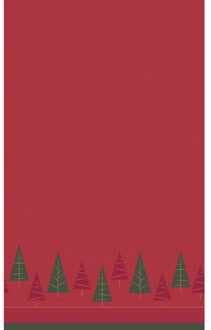 duni Kerst tafellaken/tafelkleed - 138 x 220 cm - papier - rood - rechthoekig