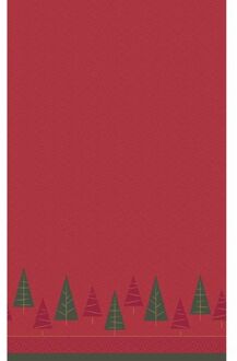 duni kerst tafellaken/tafelkleed - 138 x 220 cm - papier - rood - Tafellakens