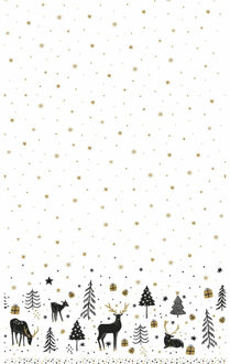 duni Kerst tafellaken/tafelkleed - 138 x 220 cm - papier - wit met rendieren - rechthoekig