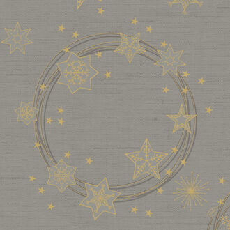 duni Kerst thema servetten - 12x st - 40 x 40 cm - papier - grijs met gouden sterren