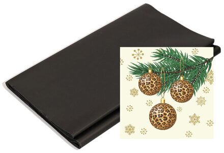 duni Kerst thema tafel set met luipaard print zwart