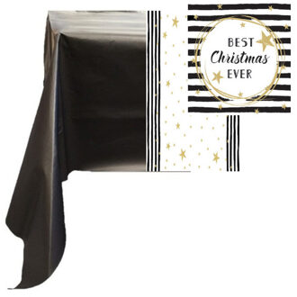 duni Kerst thema tafel set met sterretjes zwart