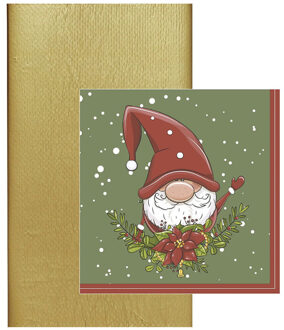 duni Kerstdiner tafelkleed goud - incl. 20x servetten kerst thema - tafelversiering