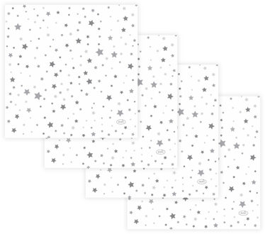 duni Lunch/diner servetten - 40x st - 33 x 33 cm - wit met sterren - feestservetten