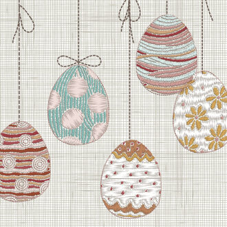 duni Paas thema servetten Crafted Easter - 20x - paasei print - 33 x 33 cm - feestservetten - Paasontbijt Beige
