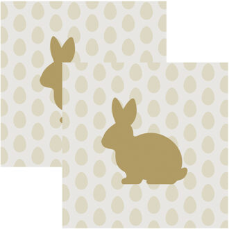 duni Paas thema servetten Golden bunny - 40x - Pasen print - 33 x 33 cm - feestservetten - Paasontbijt