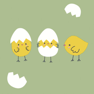 duni Paas thema servetten Joyful Chicks - 20x - kuikenprint - 33 x 33 cm - feestservetten - Paasontbij