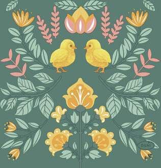 duni Paas thema servetten Ornament Easter - 20x - groen - 24 x 24 cm