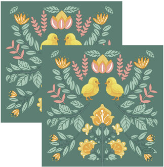 duni Paas thema servetten Ornament Easter - 40x - groen - 24 x 24 cm - feestservetten - Paasontbijt