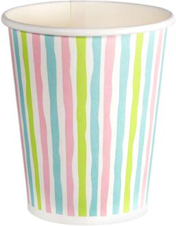 duni Papieren Bekers Stripes 24cl 10st multi