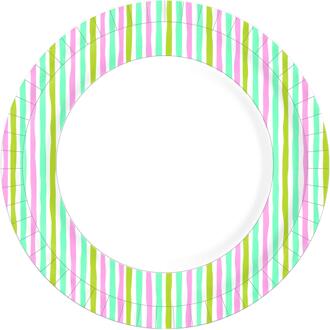 duni Papieren Borden Stripes Ø22cm 10st multi