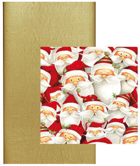 duni Papieren tafelkleed/tafellaken goud inclusief kerst servetten