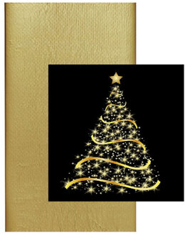duni Papieren tafelkleed/tafellaken goud inclusief kerst servetten