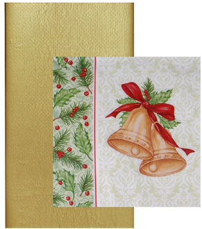 duni Papieren tafelkleed/tafellaken goud inclusief kerst servetten