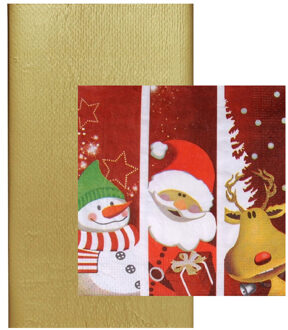 duni Papieren tafelkleed/tafellaken goud inclusief kerst servetten