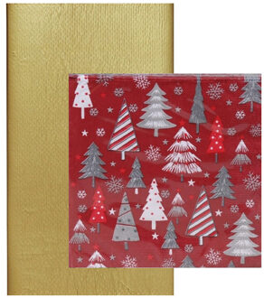 duni Papieren tafelkleed/tafellaken goud inclusief kerst servetten