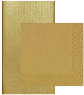 duni Papieren tafelkleed/tafellaken goud inclusief servetten