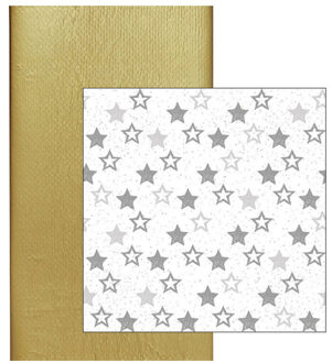 duni Papieren tafelkleed/tafellaken goud inclusief sterren servetten